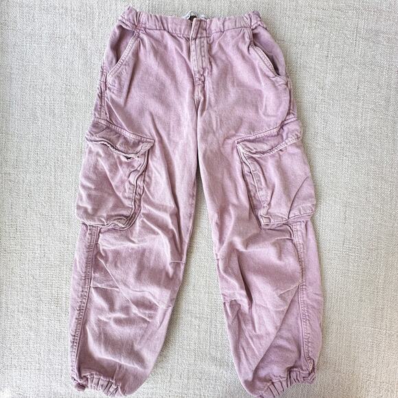 Zara Pink Cargo Jeans VGUC 7 - Picture 1 of 6